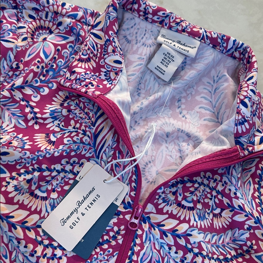 NWT Tommy Bahama Golf & Tennis Full Zip Pink Floral Jacket - Picture 11 of 11